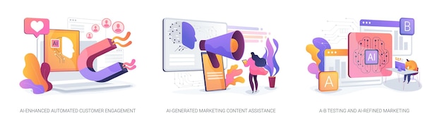 La IA en la publicidad de productos ilustraciones vectoriales de conceptos abstractos