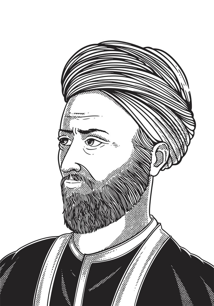 Vector ibn alnafis 12131288 retrato grabado a mano médico y descubridor de la circulación pulmonar
