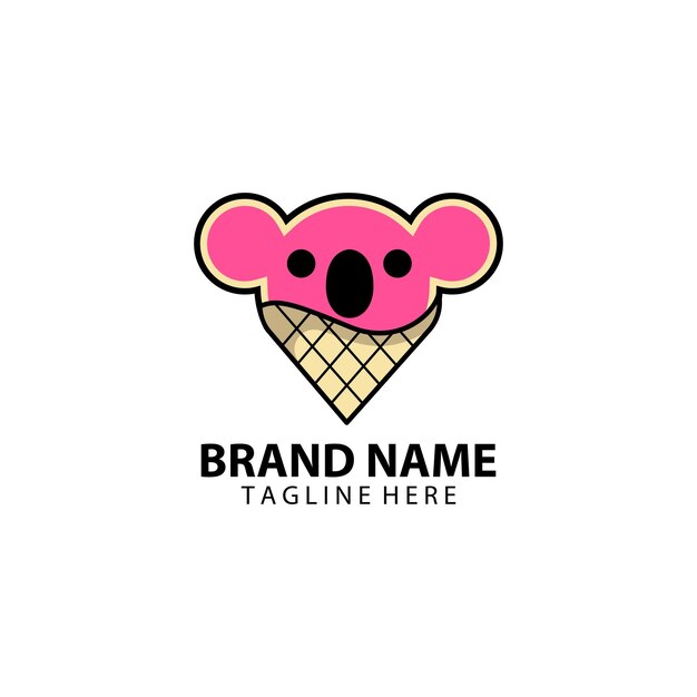 ice cream koala logo design vector