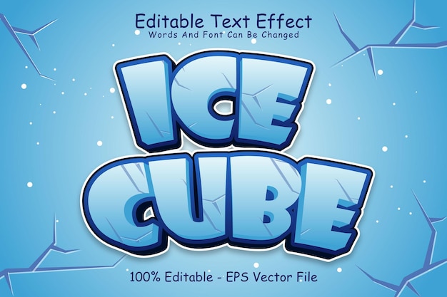 Ice Cube Editable Text Effect 3 Dimension Relieve Estilo de dibujos animados