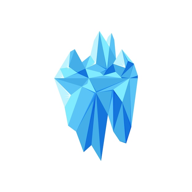 Iceberg aislado en fondo blanco. iceberg geométrico poligonal. ilustración de vector de glaciar flotante azul