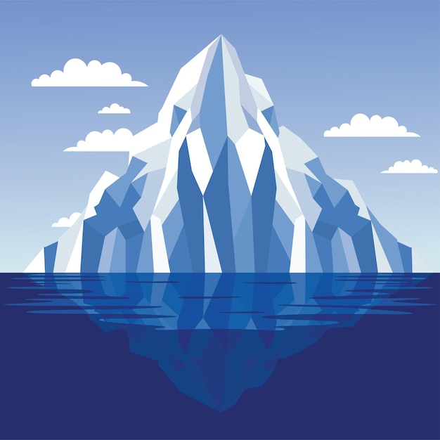 Iceberg congelado Montaña de hielo Glaciar Paisaje natural Flotando en el mar azul Océano en un cielo brillante
