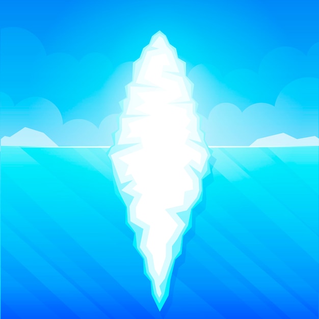 Iceberg en ilustración de vector de agua de mar