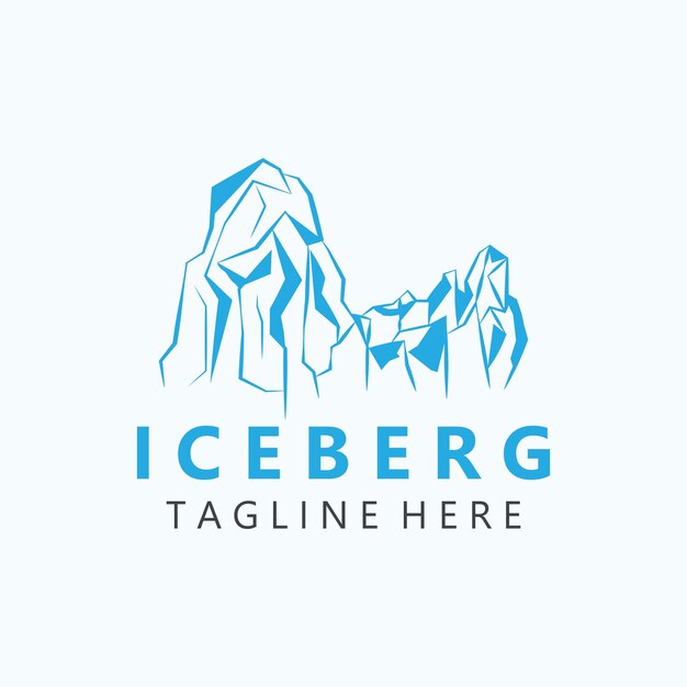 Vector iceberg logo diseño sencillo paisaje de montaña de hielo plantilla vector ilustración