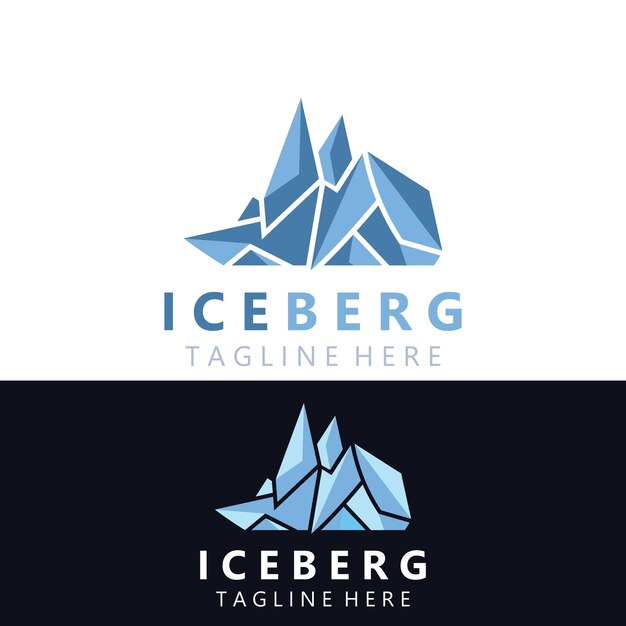 Iceberg Logo Diseño sencillo paisaje de montaña de hielo plantilla vector Ilustración