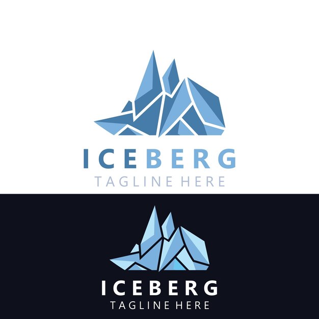 Vector iceberg logo diseño sencillo paisaje de montaña de hielo plantilla vector ilustración