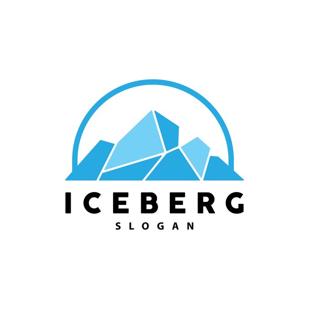 Iceberg Logo Montañas antárticas Vector en color azul hielo Naturaleza Diseño Producto Marca Ilustración Plantilla Icono