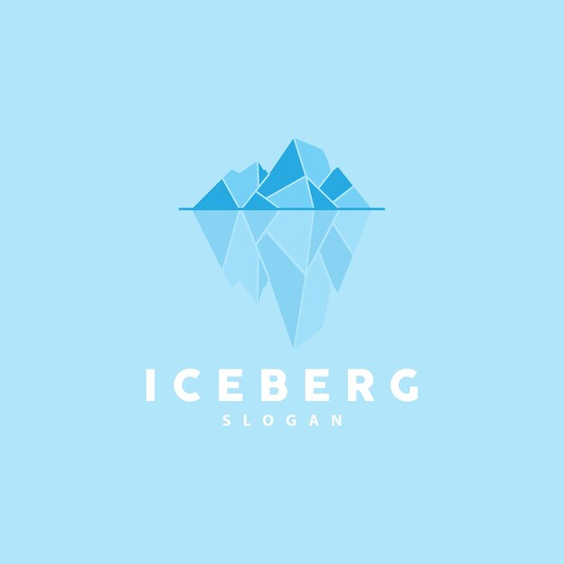 Iceberg Logo Montañas antárticas Vector en color azul hielo Naturaleza Diseño Producto Marca Ilustración Plantilla Icono