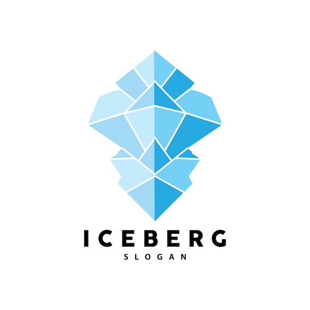Iceberg Logo Montañas antárticas Vector en color azul hielo Naturaleza Diseño Producto Marca Ilustración Plantilla Icono