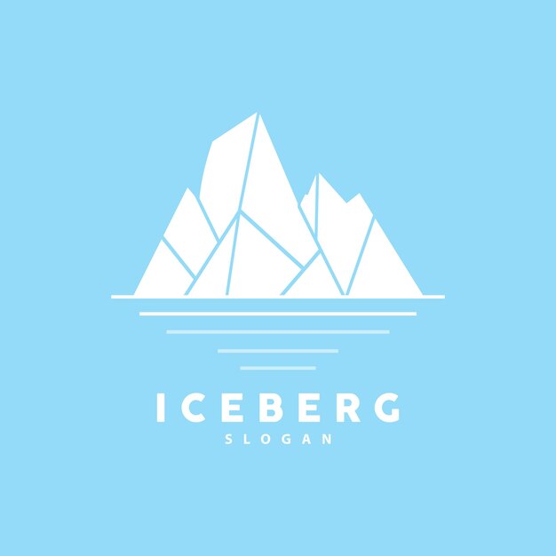 Iceberg Logo Montañas antárticas Vector en color azul hielo Naturaleza Diseño Producto Marca Ilustración Plantilla Icono