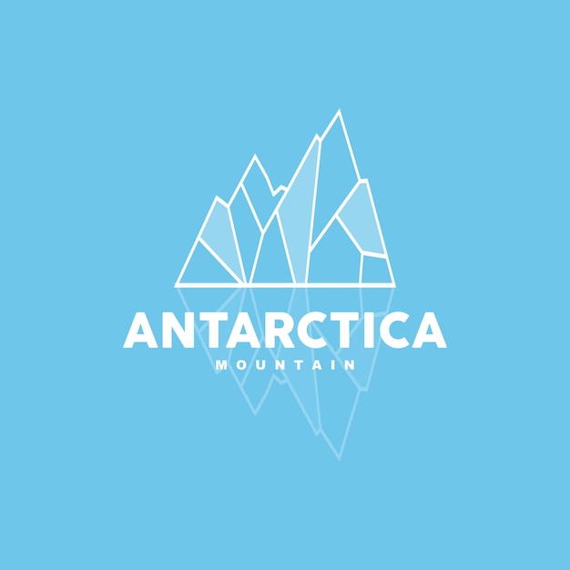 Iceberg Logo Montañas antárticas Vector en color azul hielo Naturaleza Diseño Producto Marca Ilustración Plantilla Icono