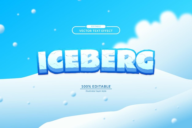 Iceberg nieve en la temporada de invierno diversión juguetón efecto de texto editable eps archivo vectorial