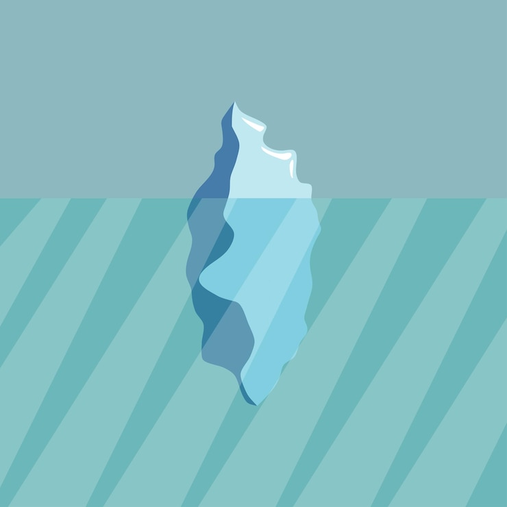 Vector iceberg en el océano en estilo plano