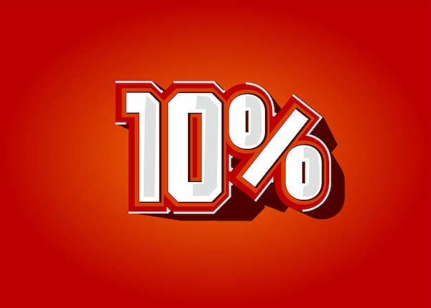 Icon 10 por ciento en el vector de descuento y promoción rojo y naranja