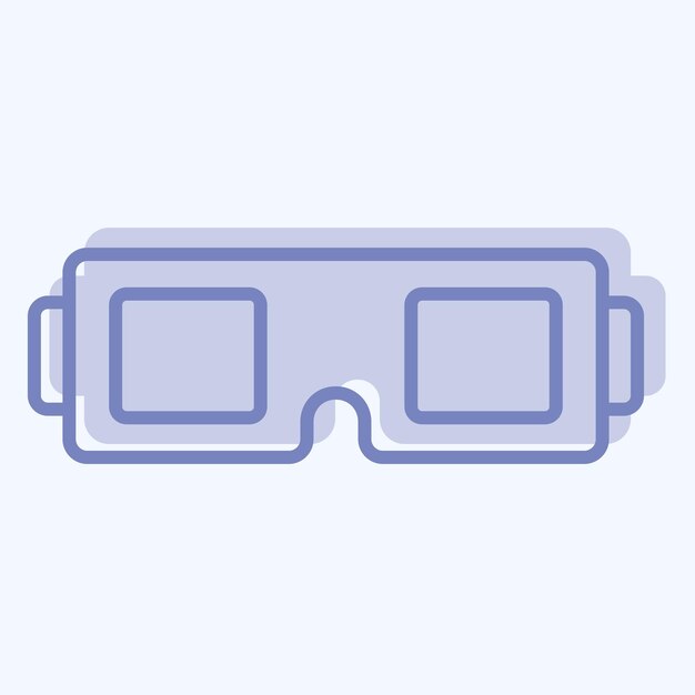 Icon 3D gafas relacionadas con el símbolo de entretenimiento estilo de dos tonos diseño simple