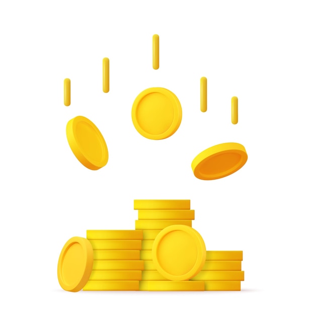 Icon 3D de la pila de monedas de oro