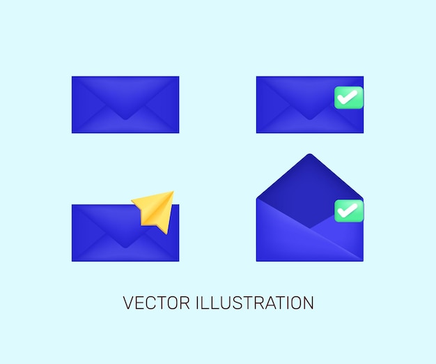 Icon 3D realista diseño vectorial moderno de sobre de correo púrpura cerrado