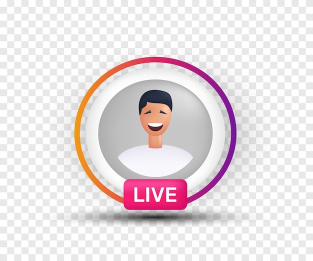 Icon 3D realista historia de las redes sociales en vivo nuevo diseño vectorial de insignia
