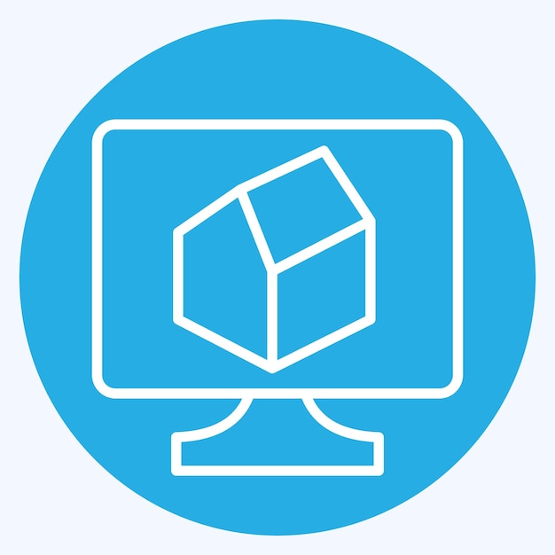 Icon 3D Rendering relacionado con la visualización 3D Símbolo de ojos azules estilo diseño simple
