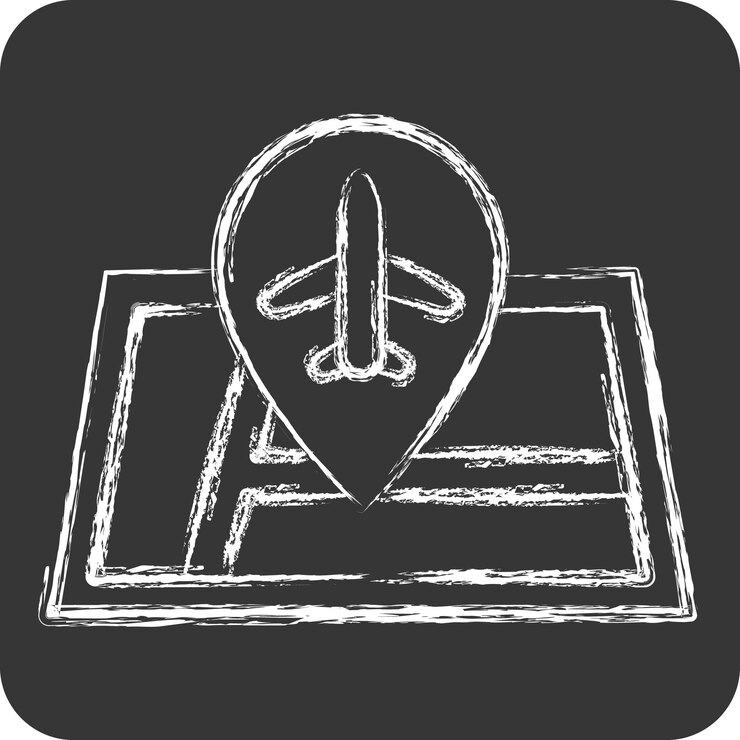 Vector icon aeropuerto ubicación relacionada con el símbolo del aeropuerto tiza ilustración de diseño sencillo de estilo