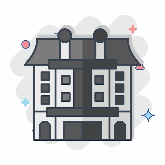 Icon Apartamento relacionado con el símbolo de alojamiento Estilo cómico diseño simple editable