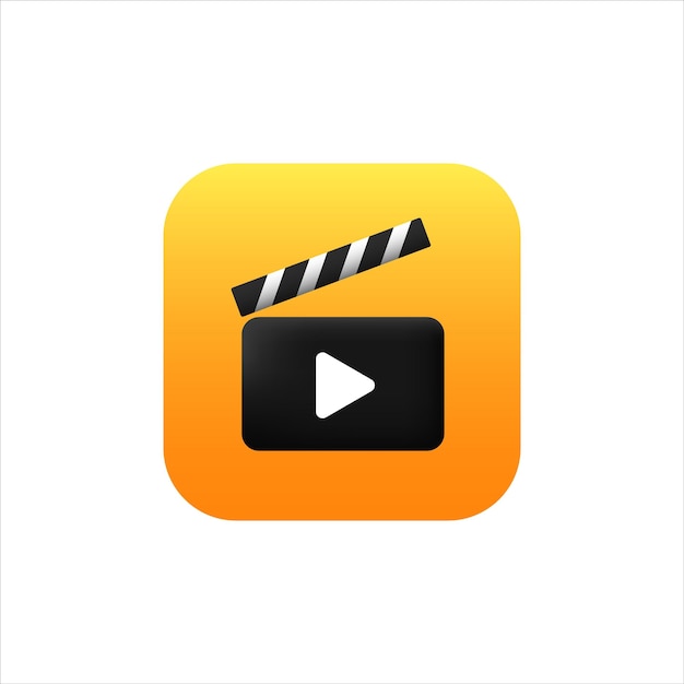 Icon de aplicación de películas en color amarillo con gradiente para teléfono móvil logotipo del editor moderno