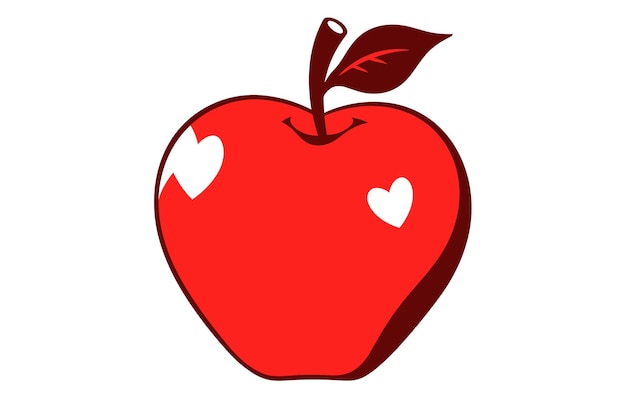 Icon de Apple de regreso a la escuela con ilustración vectorial de color rojo