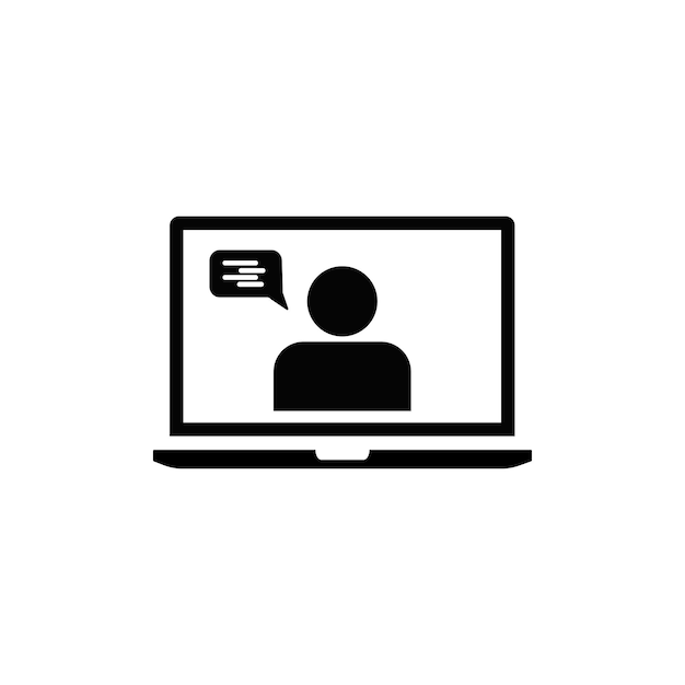 Icon de aprendizaje en línea Video conferencia Curso de medios portátiles Webinar en Internet Diseño vectorial