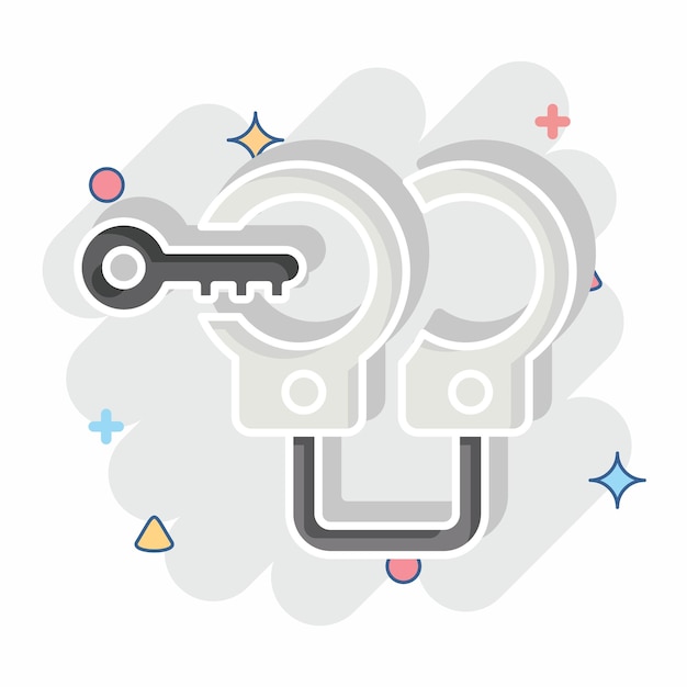 Icon Arrestado relacionado con el símbolo de Justicia estilo cómic diseño simple editable