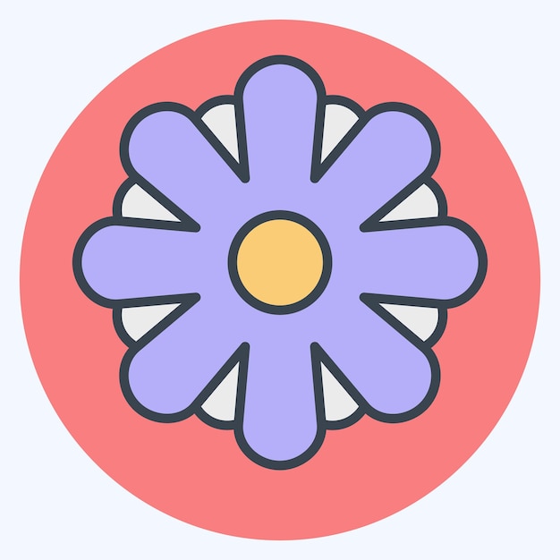 Icon Aster relacionado con el símbolo de las flores estilo de color mate diseño simple editable