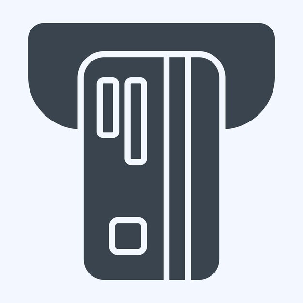Icon ATM relacionado con el símbolo de la tarjeta de crédito estilo glifo ilustración simple