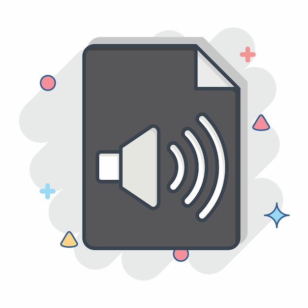 Icon Audio Archivo relacionado con el estilo de cómic del símbolo de Podcast
