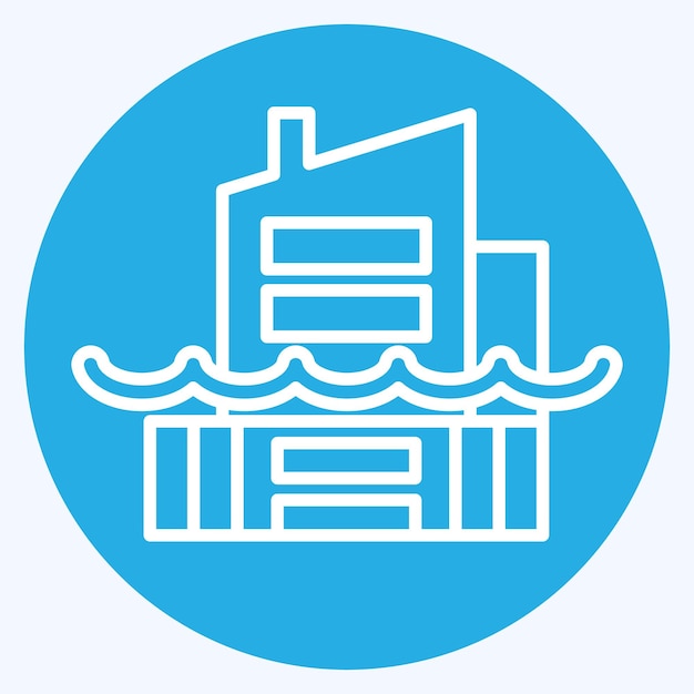 Icon El aumento del nivel del mar relacionado con el cambio climático Símbolo de ojos azules estilo diseño simple