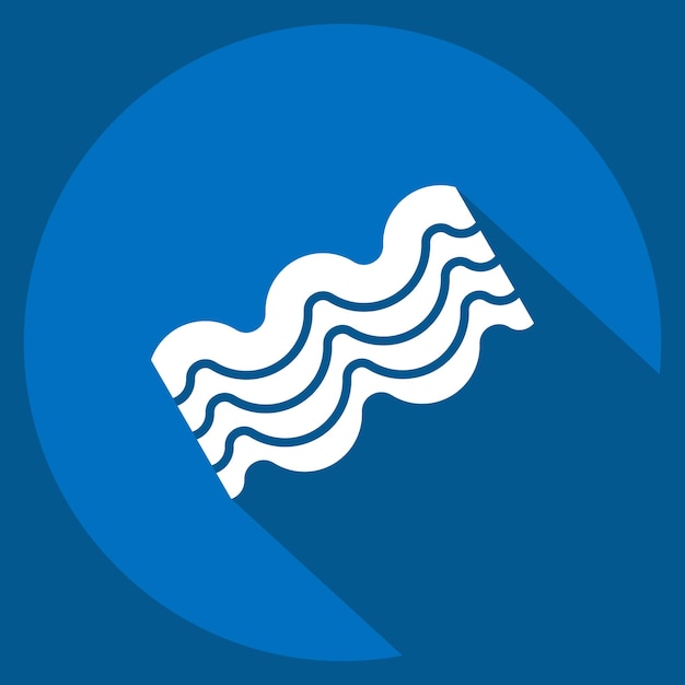 Icon Bacon relacionado con el símbolo del desayuno estilo sombra larga ilustración simple