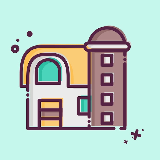 Icon Barn relacionado con el símbolo de Agricultura Ilustración simple de estilo MBE