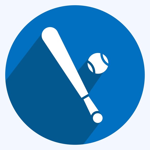 Icon Bat relacionado con Equipo deportivo símbolo estilo de sombra larga editable