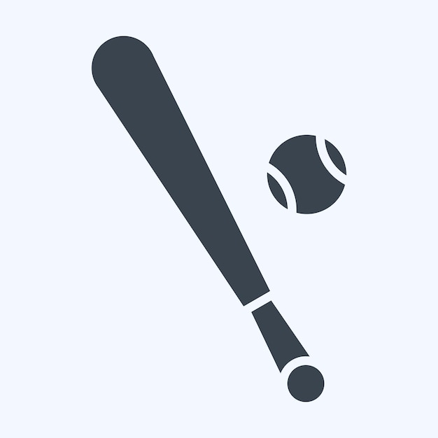 Icon Bat relacionado con el estilo de glifo del símbolo del equipo deportivo editable