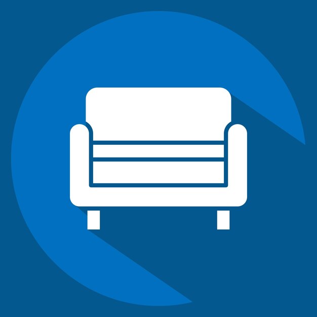 Icon Bench relacionado con el estilo de sombra larga del símbolo de la decoración del hogar