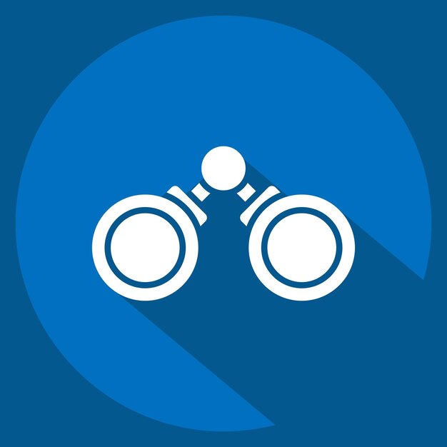 Icon binocular relacionado con el símbolo militar y del ejército estilo sombra larga ilustración simple
