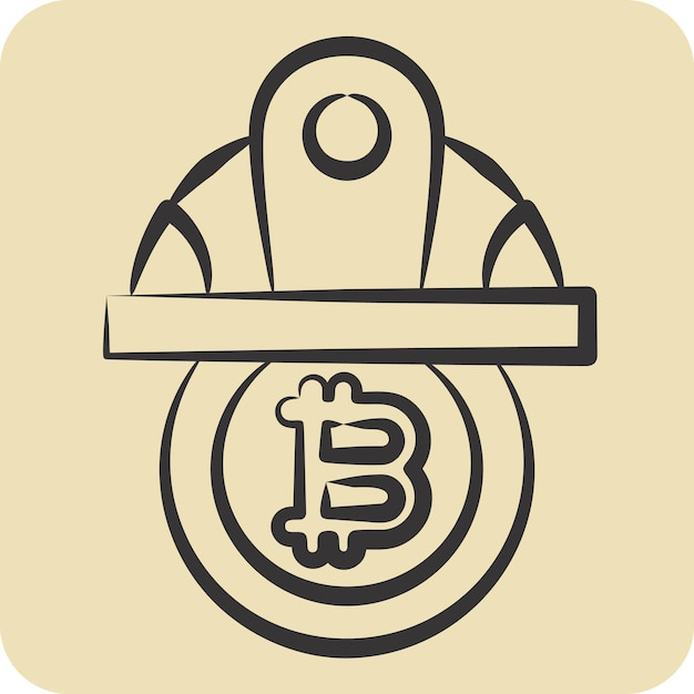 Icon Bitcoin Minor Hat relacionado con el símbolo de criptografía estilo dibujado a mano ilustración de diseño simple