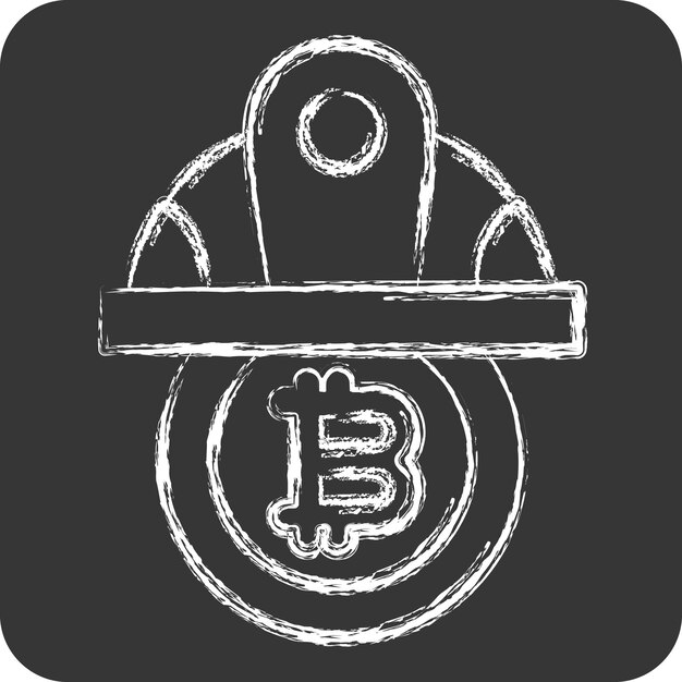 Icon Bitcoin Minor Hat relacionado con el símbolo de criptografía tiza Ilustración de diseño sencillo de estilo