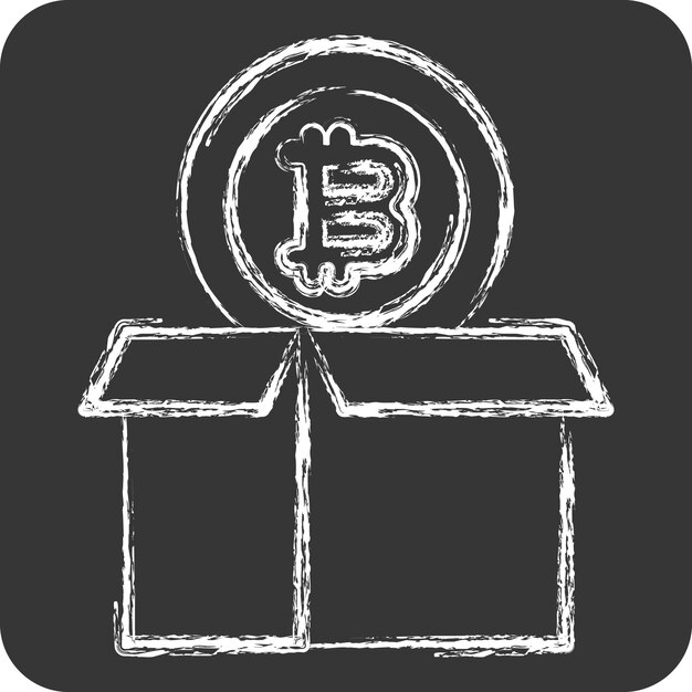 Icon Bitcoin Parcel relacionado con el símbolo de criptografía tiza Ilustración de diseño sencillo de estilo