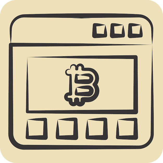Icon Bitcoin Sitio web relacionado con criptografía símbolo estilo dibujado a mano ilustración de diseño simple