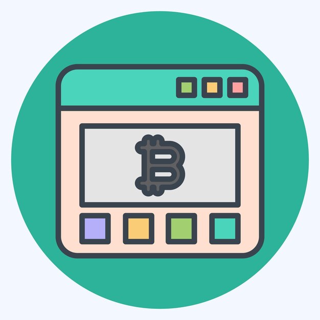 Icon Bitcoin Sitio web relacionado con el símbolo de criptografía estilo de color mate ilustración de diseño simple