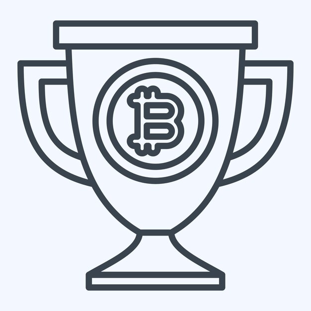 Icon Bitcoin Trophy relacionado con el estilo de línea de símbolo de criptografía ilustración de diseño simple