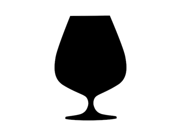 Icon black of wine glass ilustración vectorial de vaso de coñac para el diseño de menús y botellas