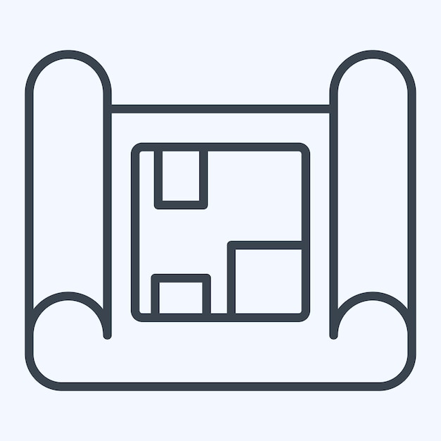 Icon Blue Print relacionado con el estilo de línea de símbolo de material de construcción diseño simple editable