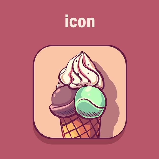 Vector icon bolas de pistachochocolate con helado de crema de vainilla