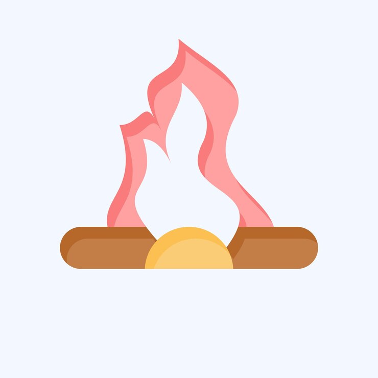 Vector icon bonfire relacionado con el símbolo prehistórico estilo plano diseño simple editable