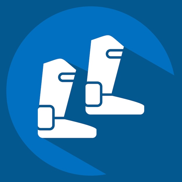 Icon Boot relacionado con el símbolo del deporte ecuestre diseño de estilo de sombra larga editable